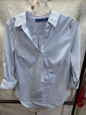 Apt. 9 Blue and White Striped Button-Down Shirt